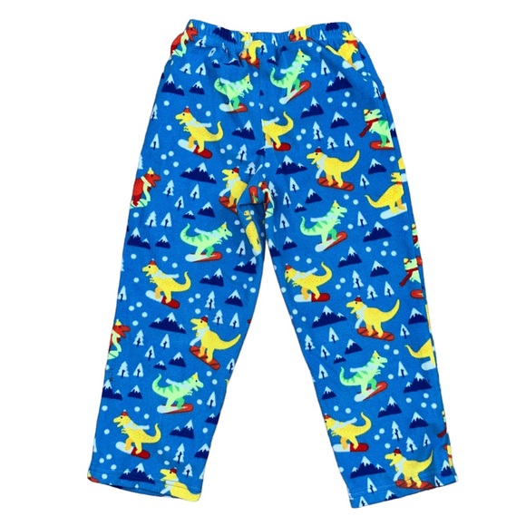 Cat & Jack Fleece Pajama Set 4T Snowboarding Dinosaur Winter Scene - Picture 7 of 13